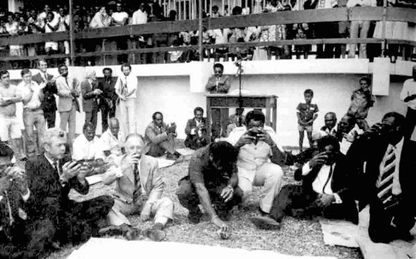 Kava ceremony at the Vanuatu Constitution signing ceremony, on this day in 1979